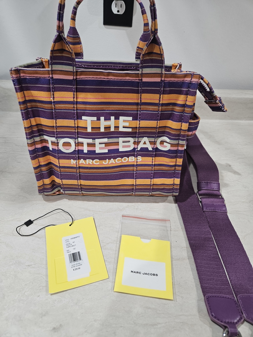 Marc Jacobs The Tote Bag - Purple & Orange Striped Canvas - Picture 2 of 11
